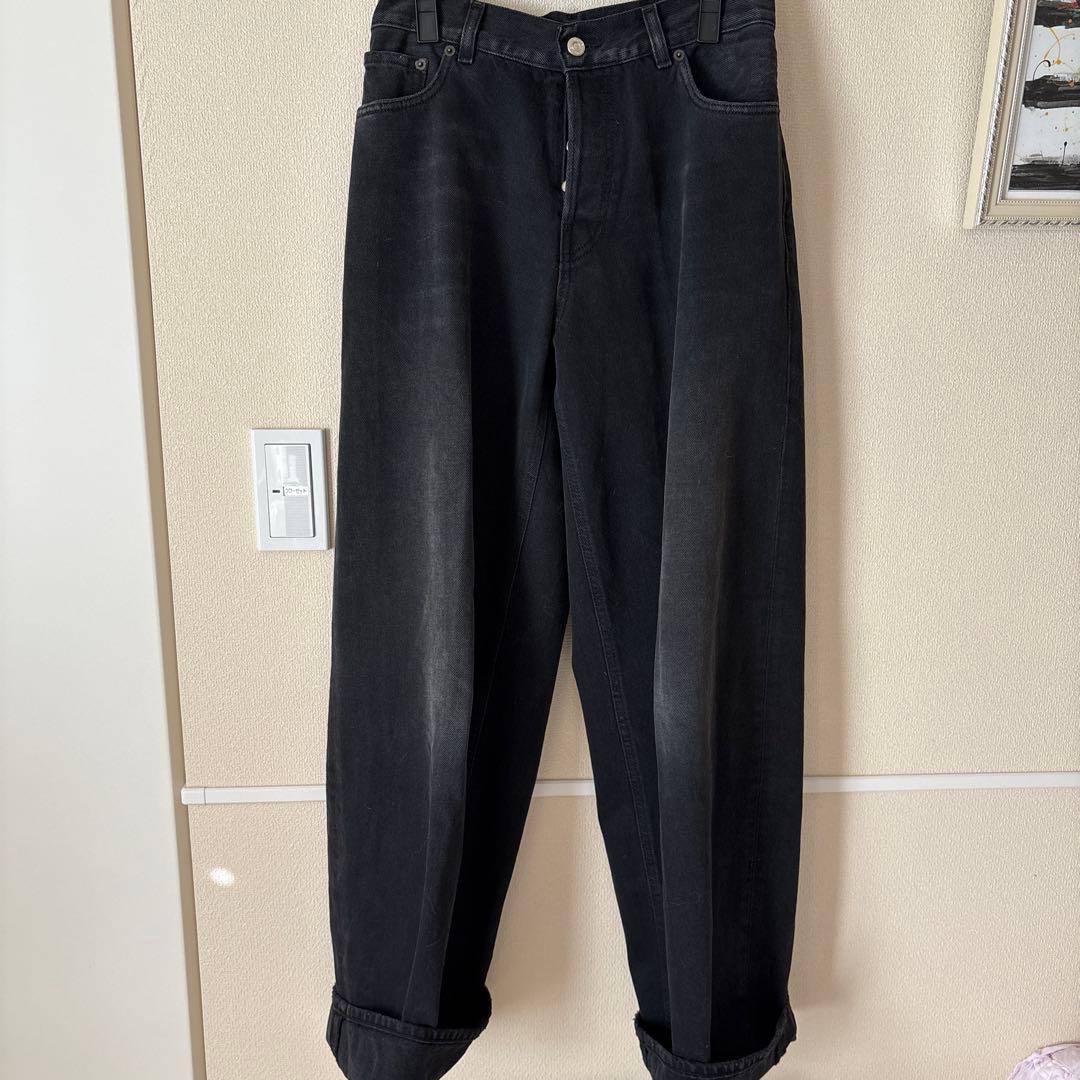 HAIKURE ブラックデニムパンツ ハイウエスト