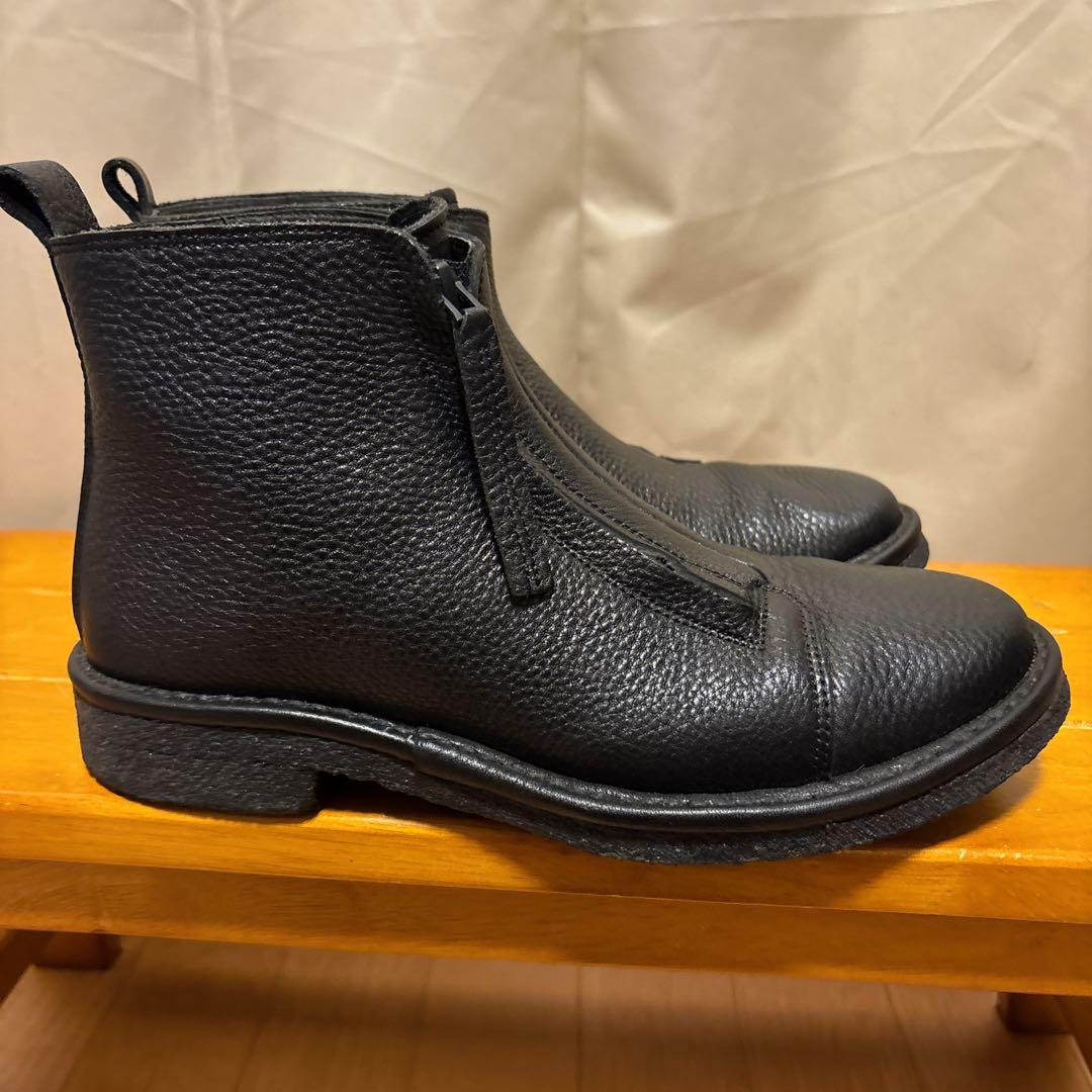 SAYA 23cm 本革 レザー ショートブーツ 黒 サイドジップ 日本製