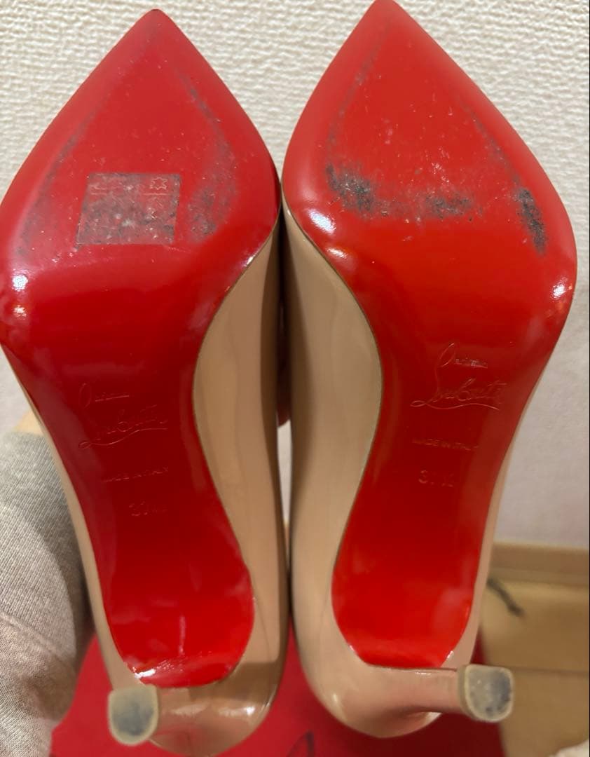 クリスチャンルブタン　37.5 ピンクベージュ　ピンヒール