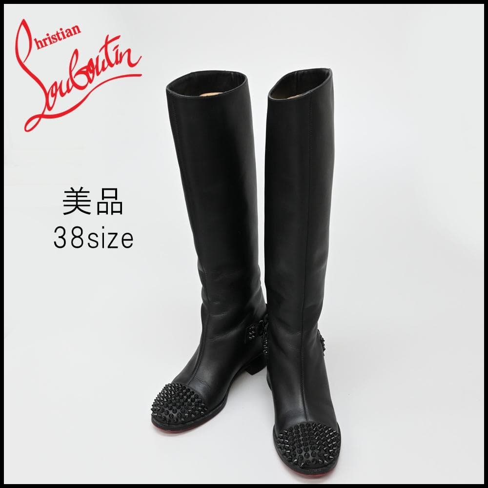 ■ □ 47365★冬 クリスチャンルブタン ロングブーツ スパイク スタッズ