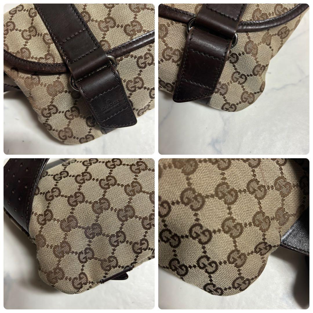 美品✨ GUCCI ボディバッグ 斜め掛け ショルダー GGキャンバス ブラウン
