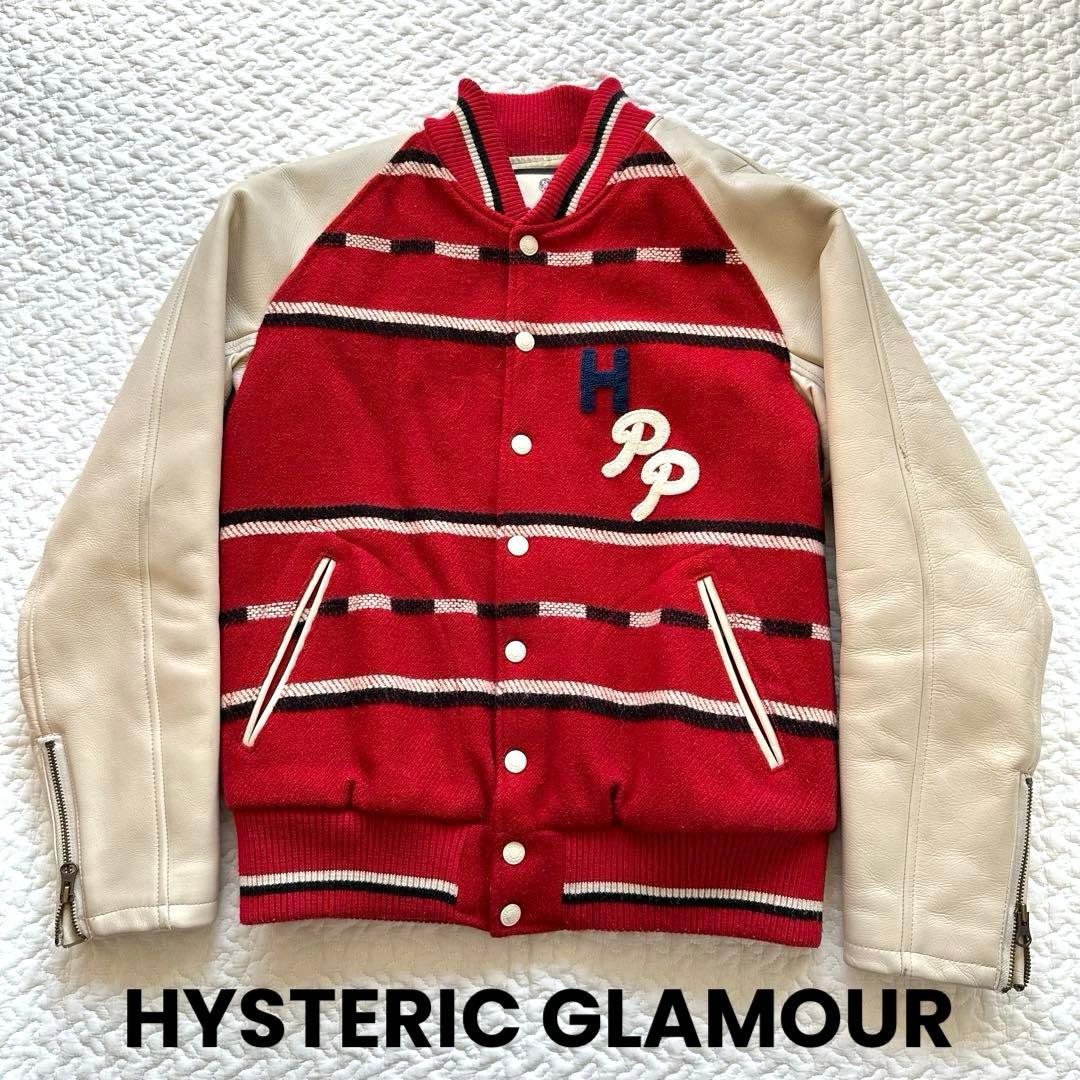 ヒステリックグラマー　スタジャン 赤 クリーム　牛革