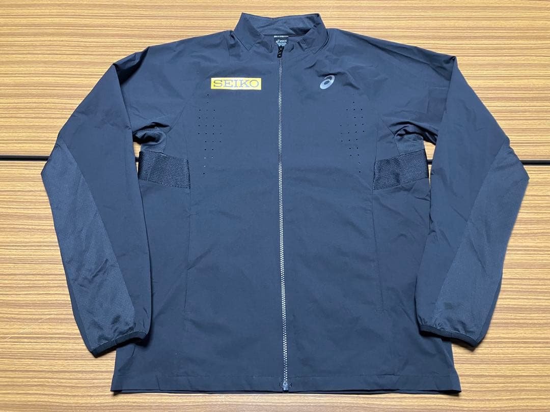 美品 アシックス ACTIBREEZEウーブンジャケット L 黒 SEIKOレア