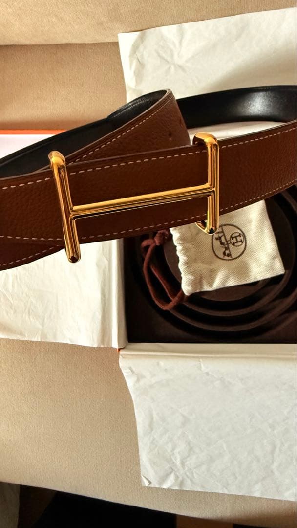 Hermesエルメス リバーシブルベルト ブラウン ブラック ゴールド