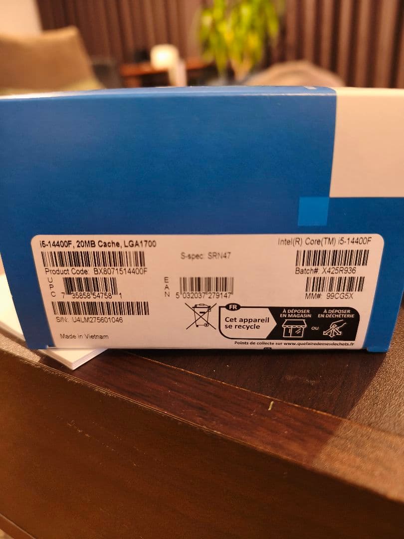 Intel Core i5 14400F CPU LGA1700 正常動作確認済