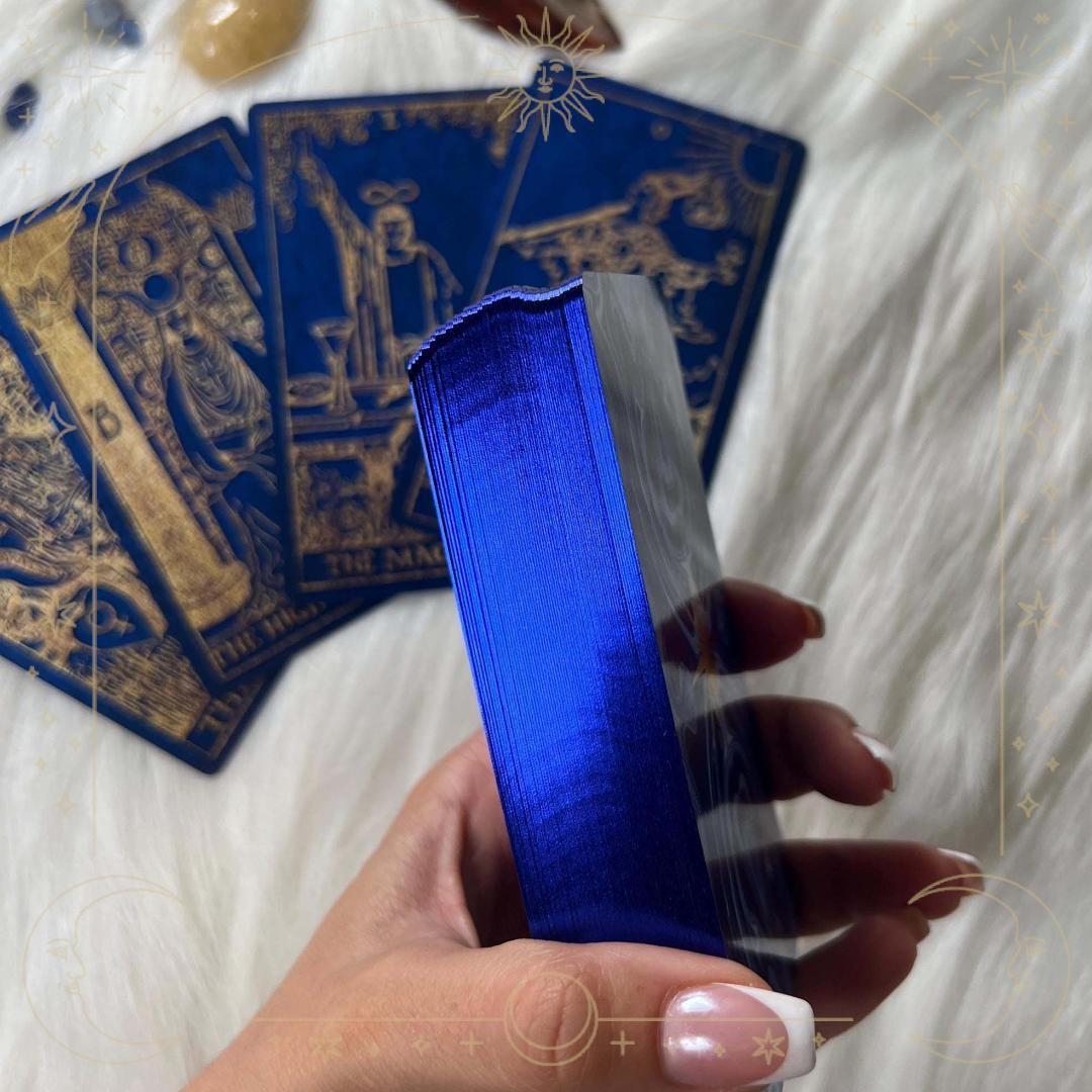 【正規品タロットカード】入手困難希少品✨美麗レア色✨豪華な藍色×ゴールドのデッキ