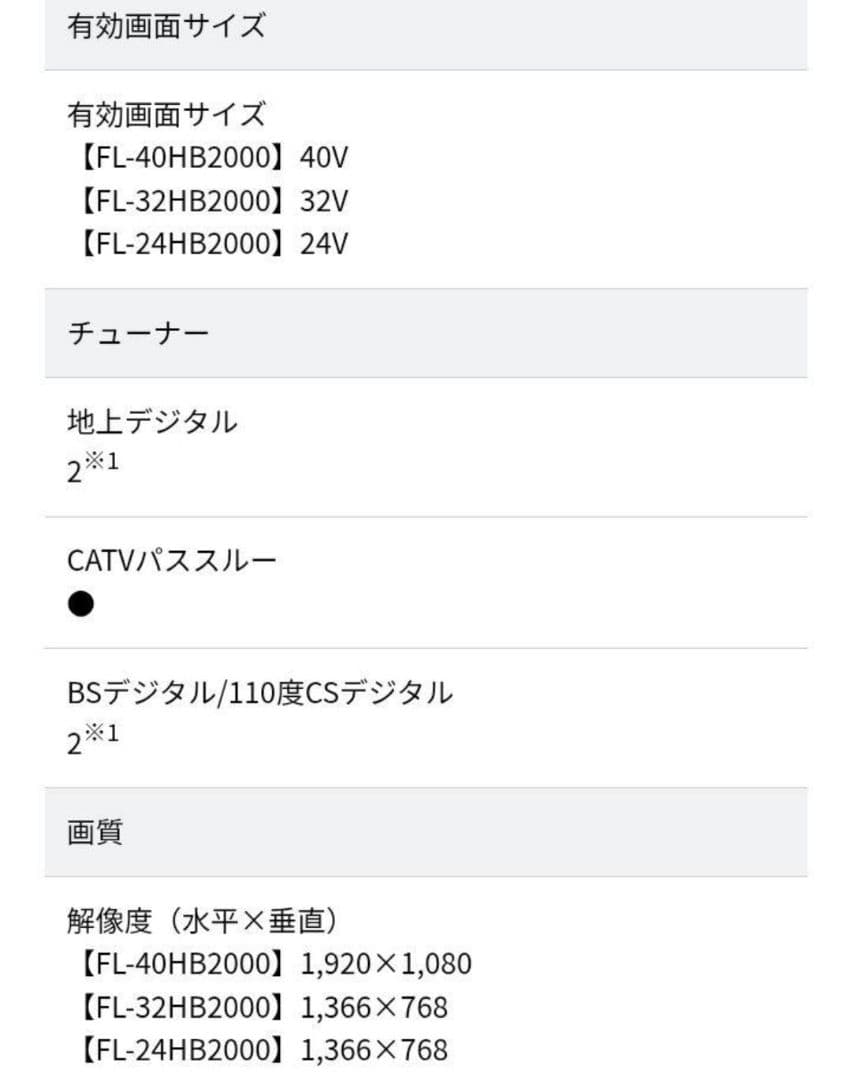 FUNAI 32 inch　フナイ　テレビ リモコン　裏録画　HDD内蔵