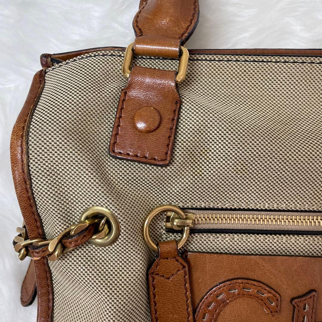 Chloé クロエ ボストンバッグ トート ロゴバッグ キャンバス Chole