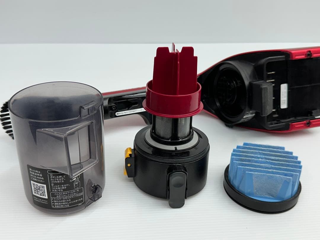 充電器+純正バッテリー付き　シャープ　EC-SR7-P 掃除機　2022年製　赤