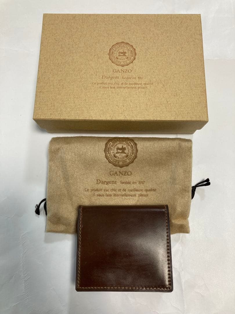 【未使用】ガンゾ ホーウィン シェルコードバン BOX 小銭入れ ナチュラル