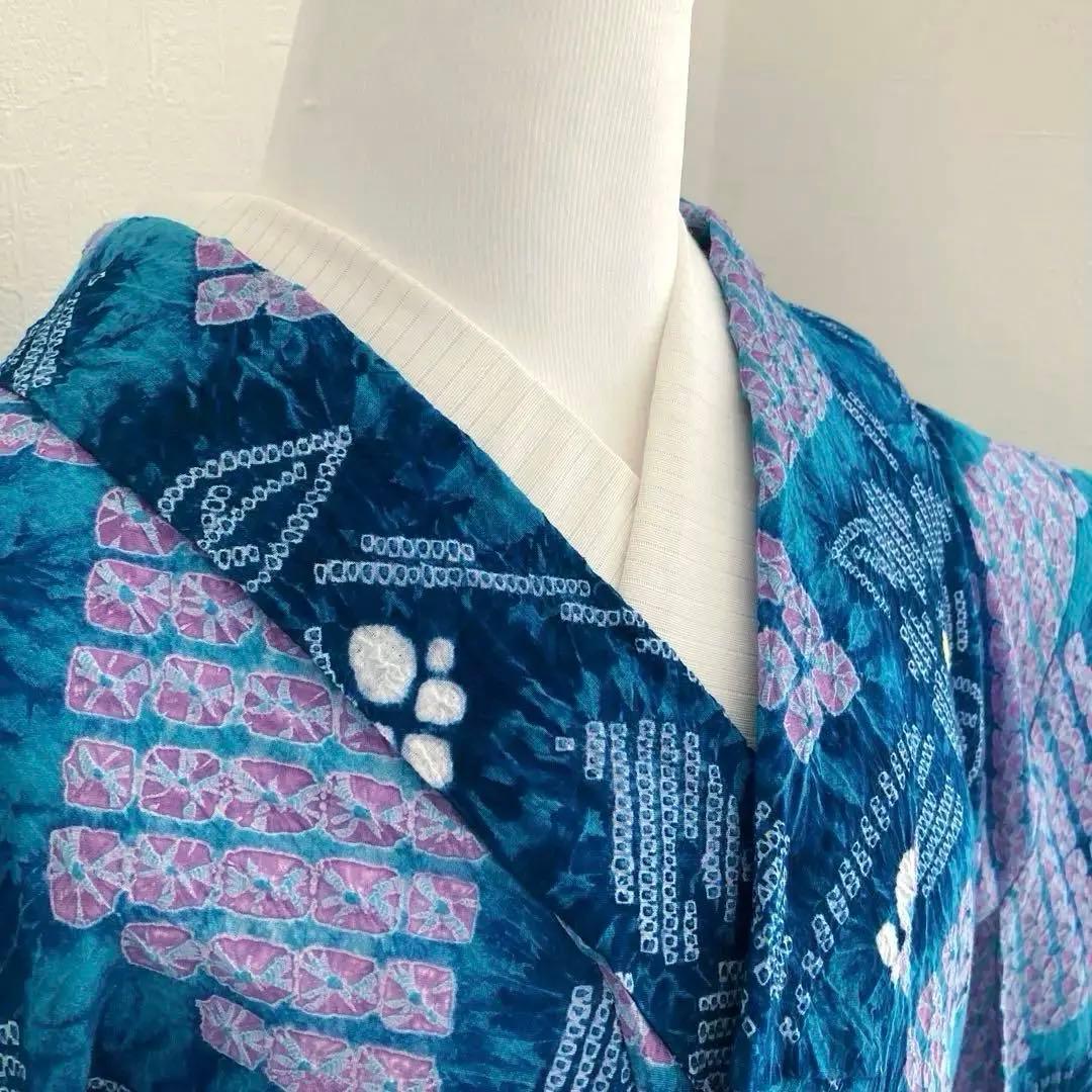 椿★ 有松絞り浴衣・有松鳴海絞り 大輪花模様　上質　N7-16