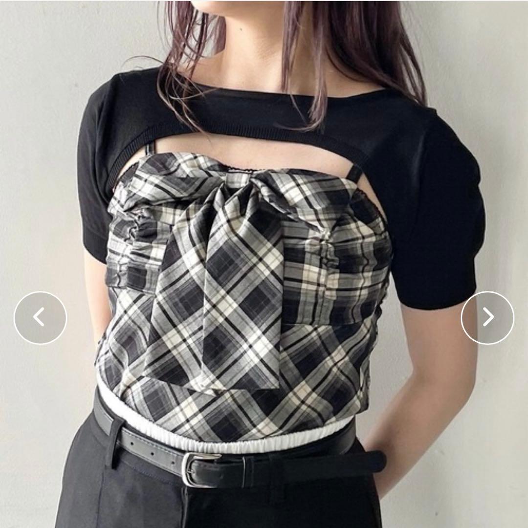 NOMAE リボンキャミセットトップス 黒