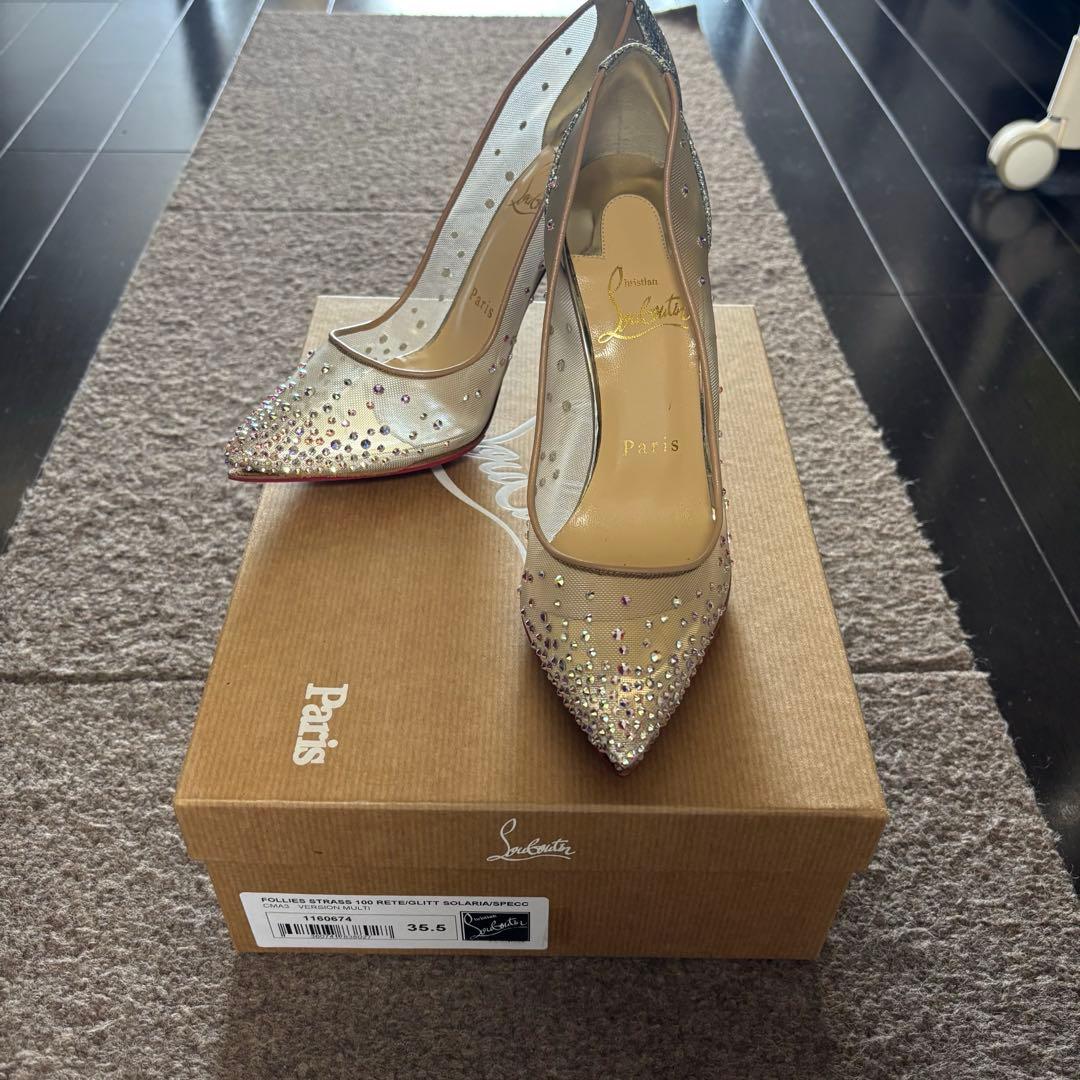 ビジュー装飾付きクリアシルバーハイヒール