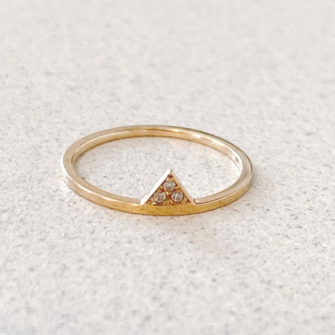 ゆ*ん様 美品 COCOSHNIK K10 トライアングル ダイヤモンドリング