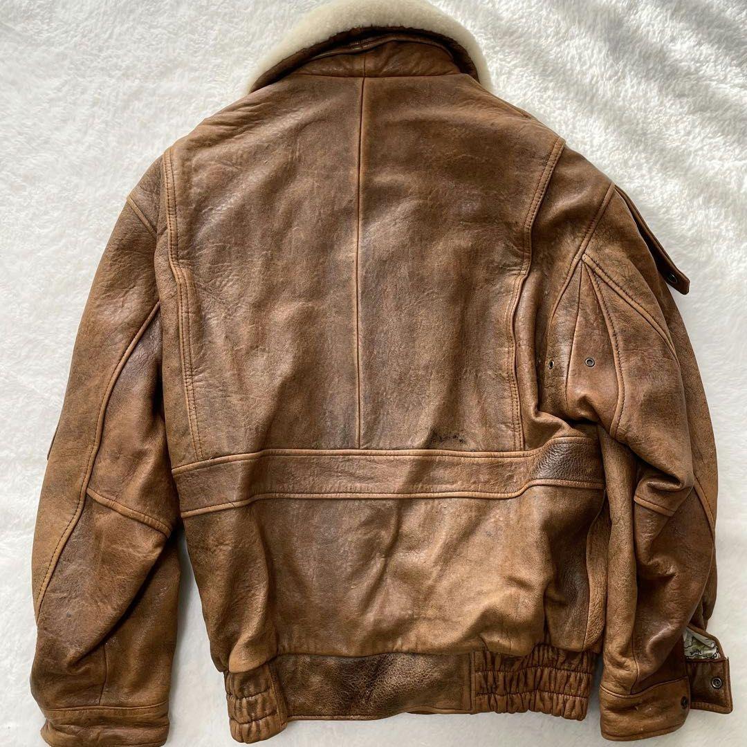 【地図柄L】VOLUNT G-1 A-2 レザー フライトジャケット　ブラウン