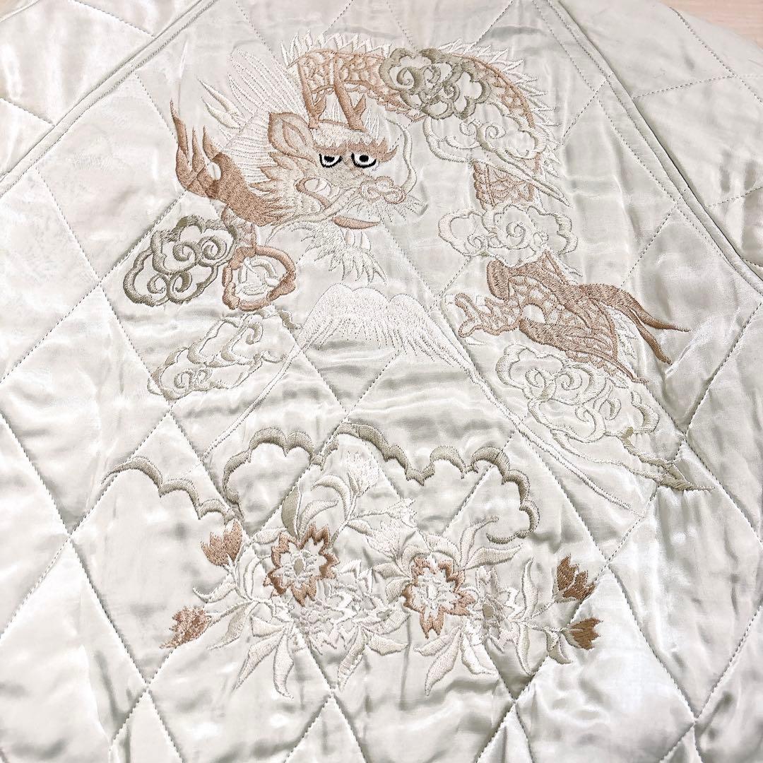 美品 フラットヘッド 別珍 スカジャン 髑髏 龍 リバーシブル 黒 シルバー