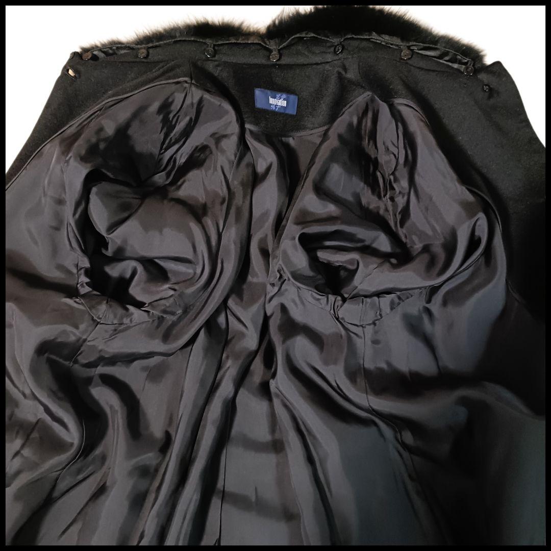 極美品 【大きいサイズ】 カシミヤ100％ チェスターコート 黒 ファー付 XL