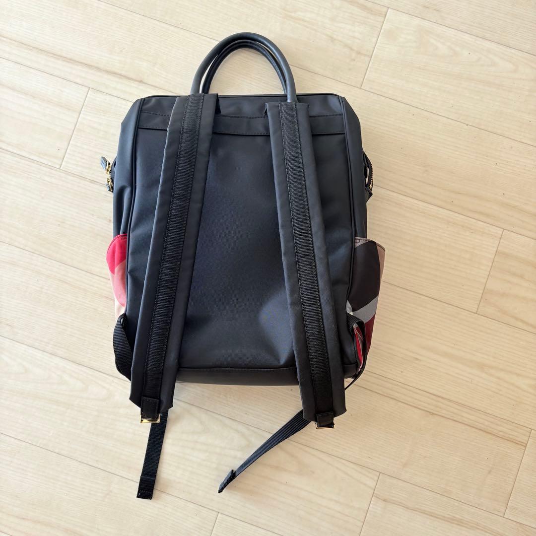 ブルーレーベル クレストブリッジ リュック チェック A4収納 黒　ブラック