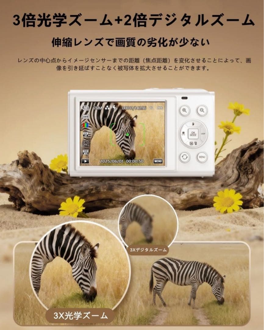 デジタルカメラ 4K スマホに送れる デジカメ 転送機能 7500万画素