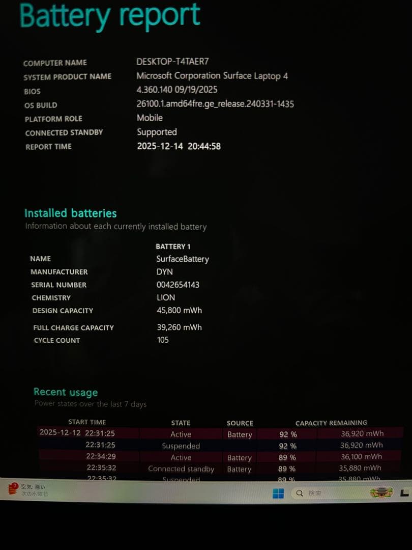 11.Surface Laptop 4 Ryzen 7 16Gb タッチパネル