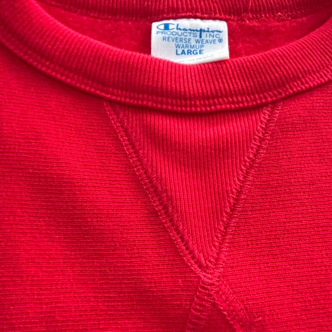 【刺繍ロゴ】チャンピオンスウェット リバースウィーブ L 青タグ 赤 70s復刻