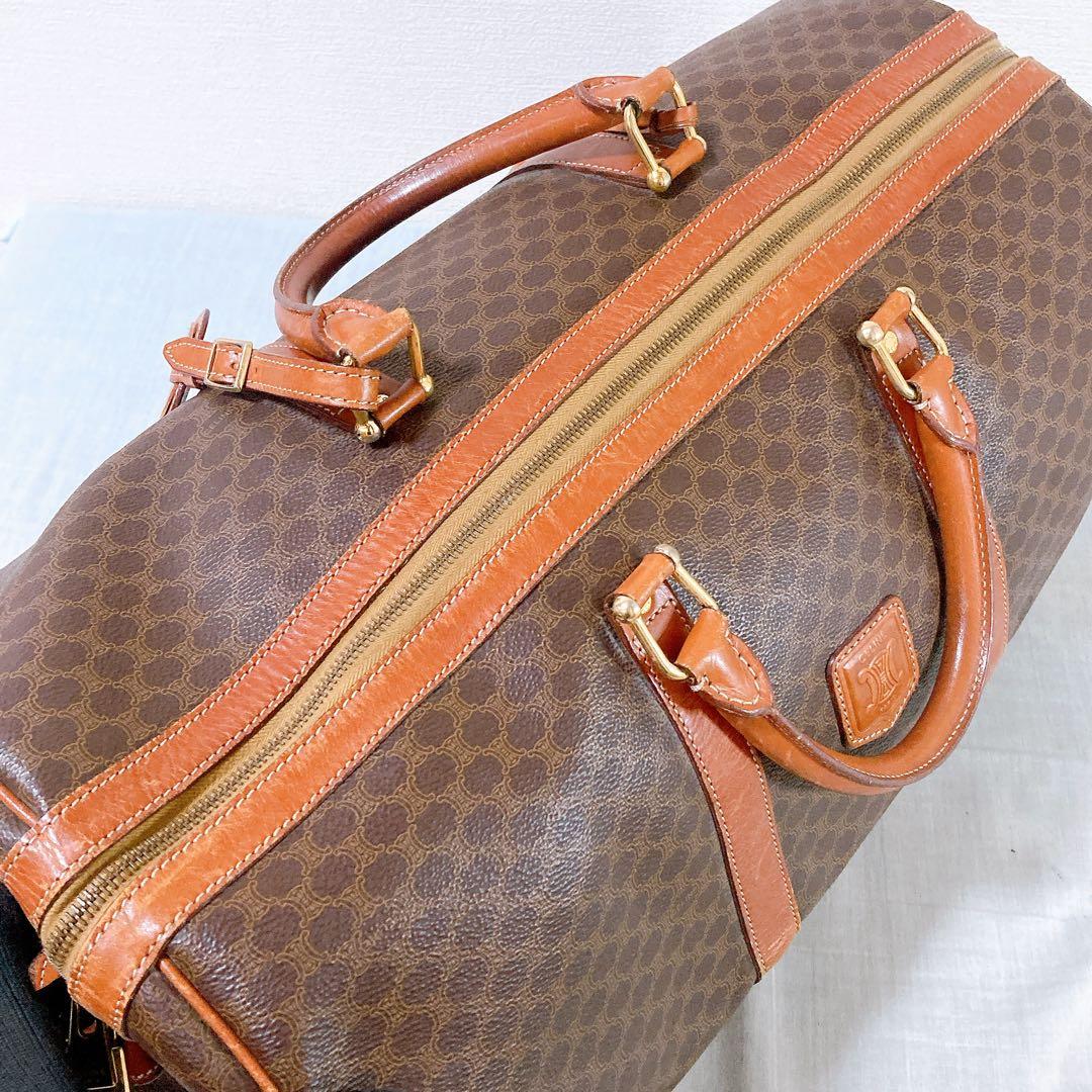 444 セリーヌ　ボストンバッグ　マカダム　ハンドバッグ　ブラウン