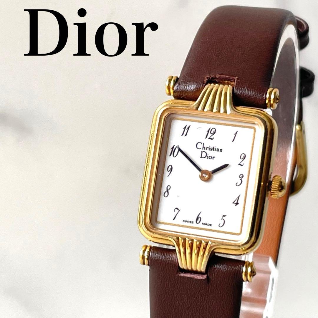 稼働品　クリスチャンディオール　Dior ゴールドスクエア　アンティーク　腕時計
