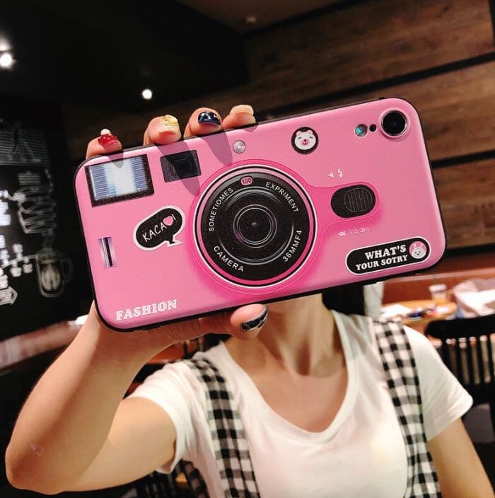 iPhone スマホ ケース カメラ 型 ピンク iPhone X 新品