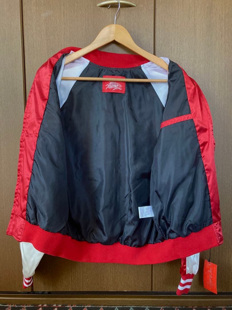 ◾️限定品 キリンビール スカジャン 赤×白 刺繍 豪華デザイン◾️ビンテージ風