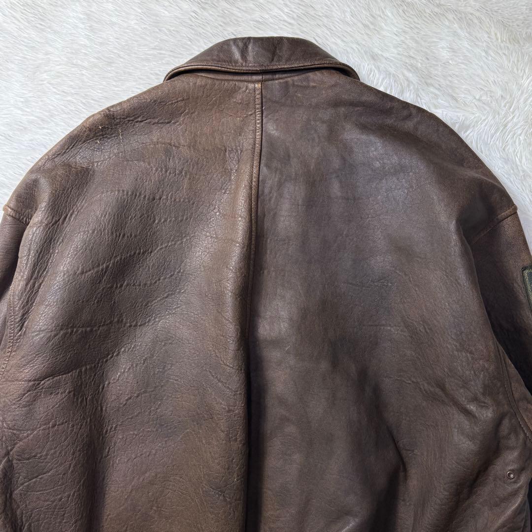 【USA製】80s AVIREX A-2 フライトレザージャケット ブラウン