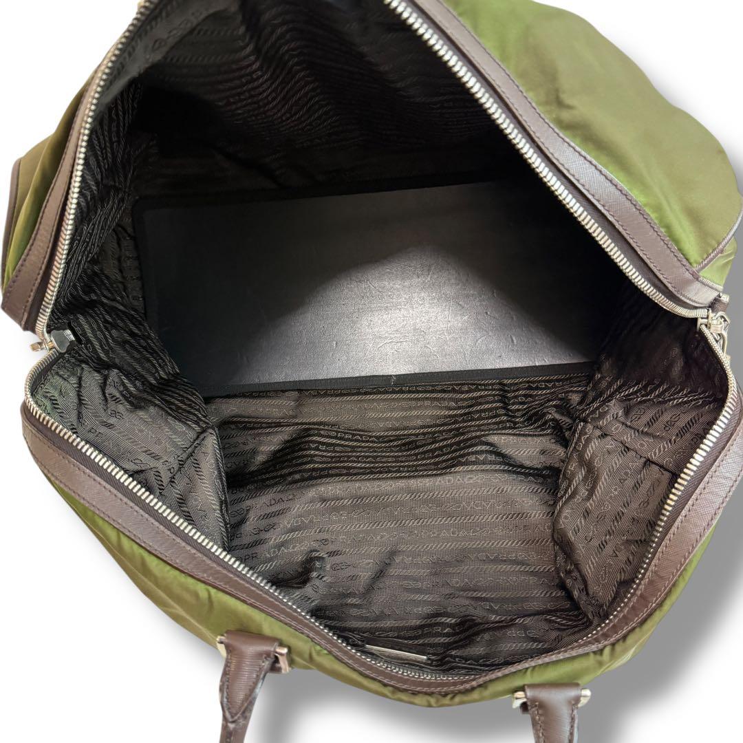 プラダ 1848 三角ロゴ　レザー ナイロン　ボストンバッグ　大容量