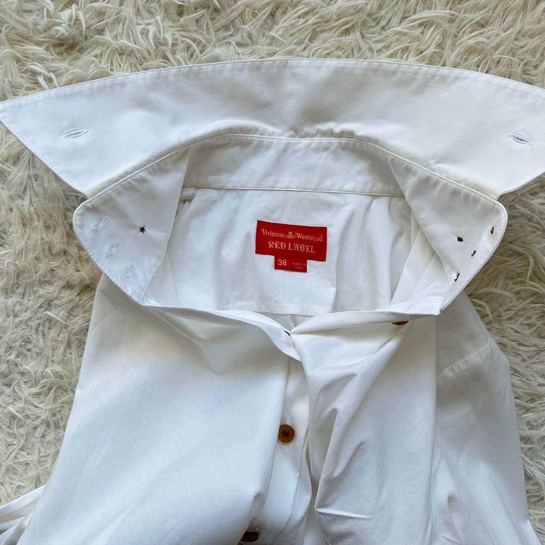 ヴィヴィアンウェストウッド　ボタンダウン　ハイネックシャツ　ストレッチ　白　刺繍