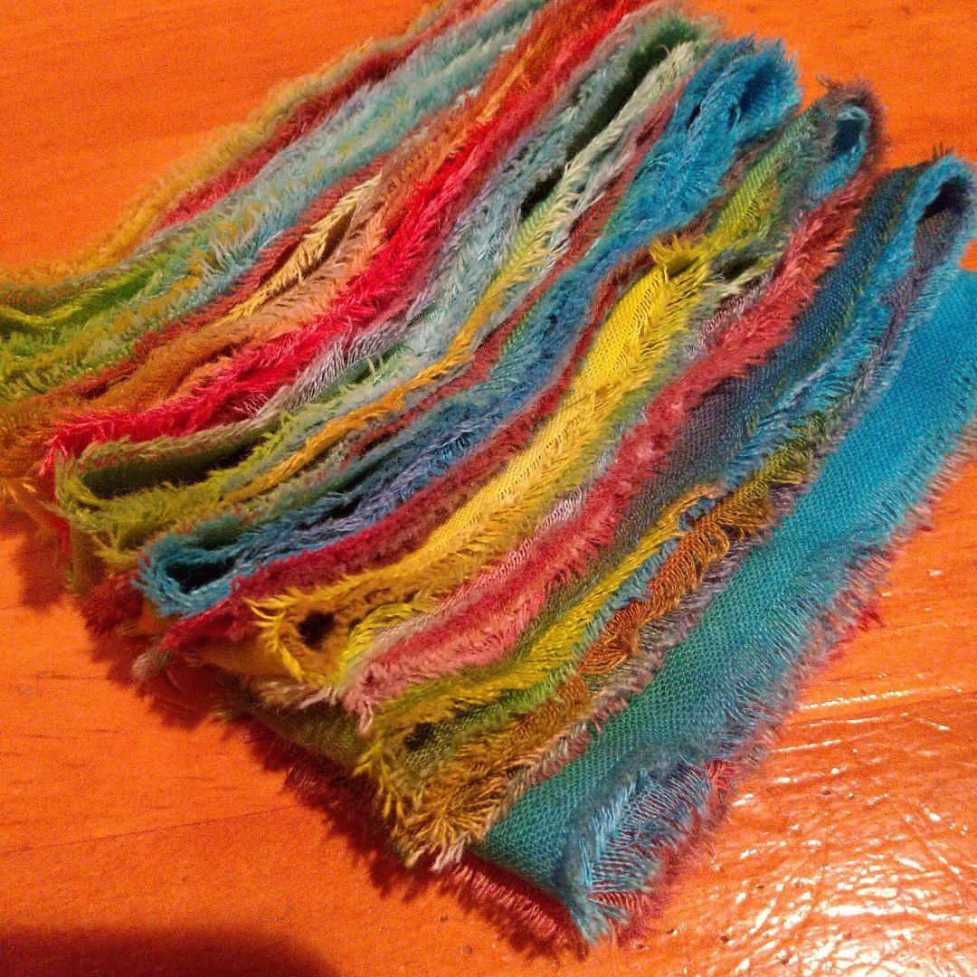 ❣️蘭❣️。15，ジャンクジャーナル素材。手染めフリンジ加工裂き布リボン