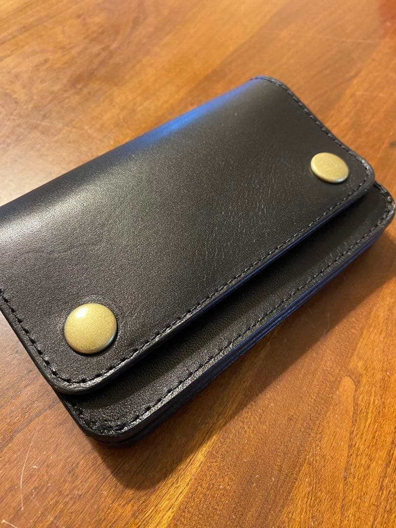 トラッカーウォレット　ミドル　三層　栃木レザー　ブラック