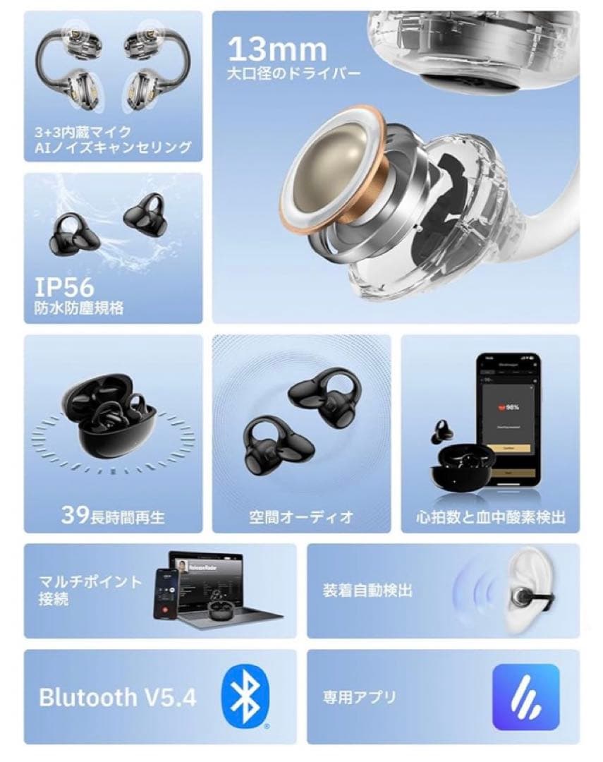 10012 Edifier LolliClip オープンイヤーイヤホン