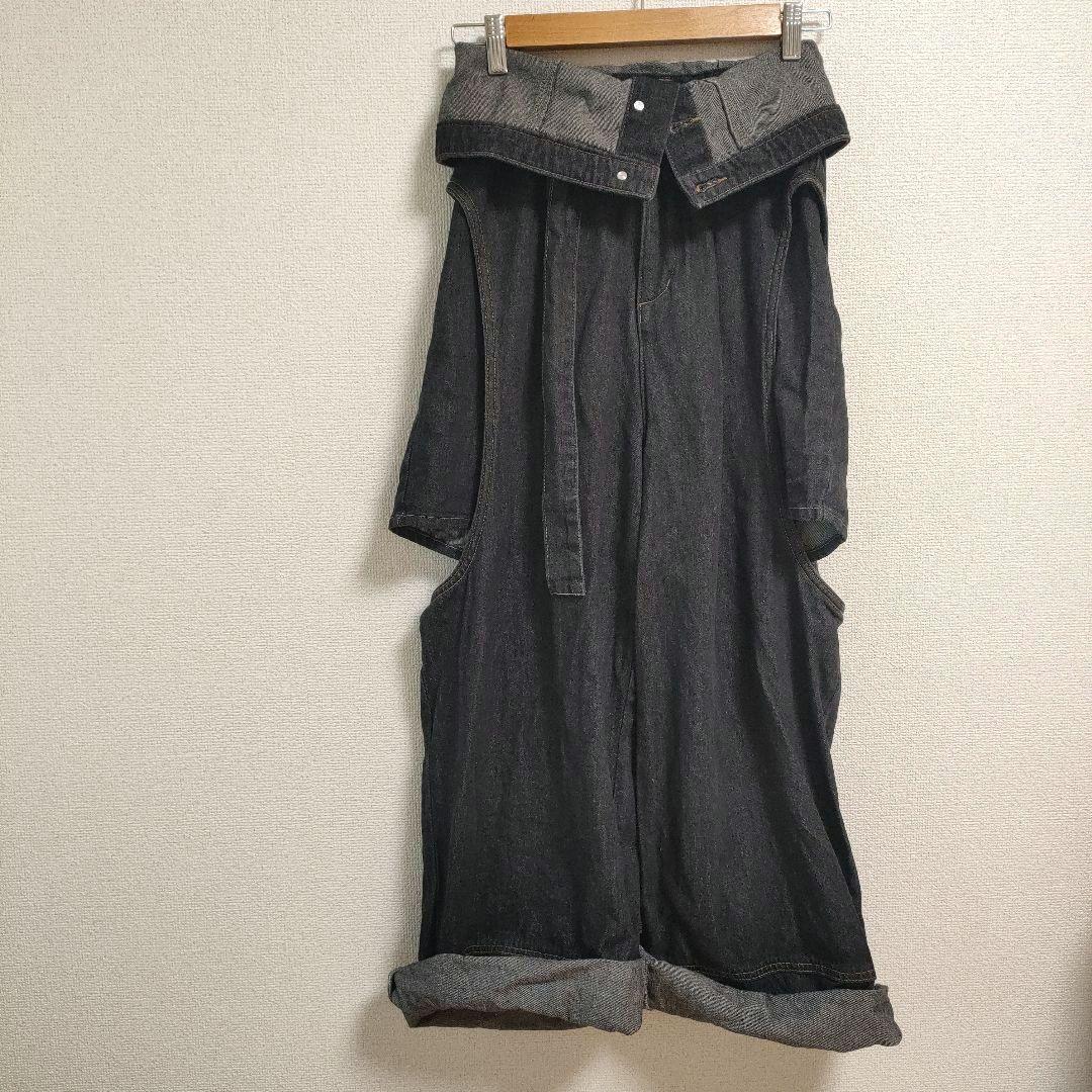 mideal マイディール カットアウトデザインワイドデニム ブラック M