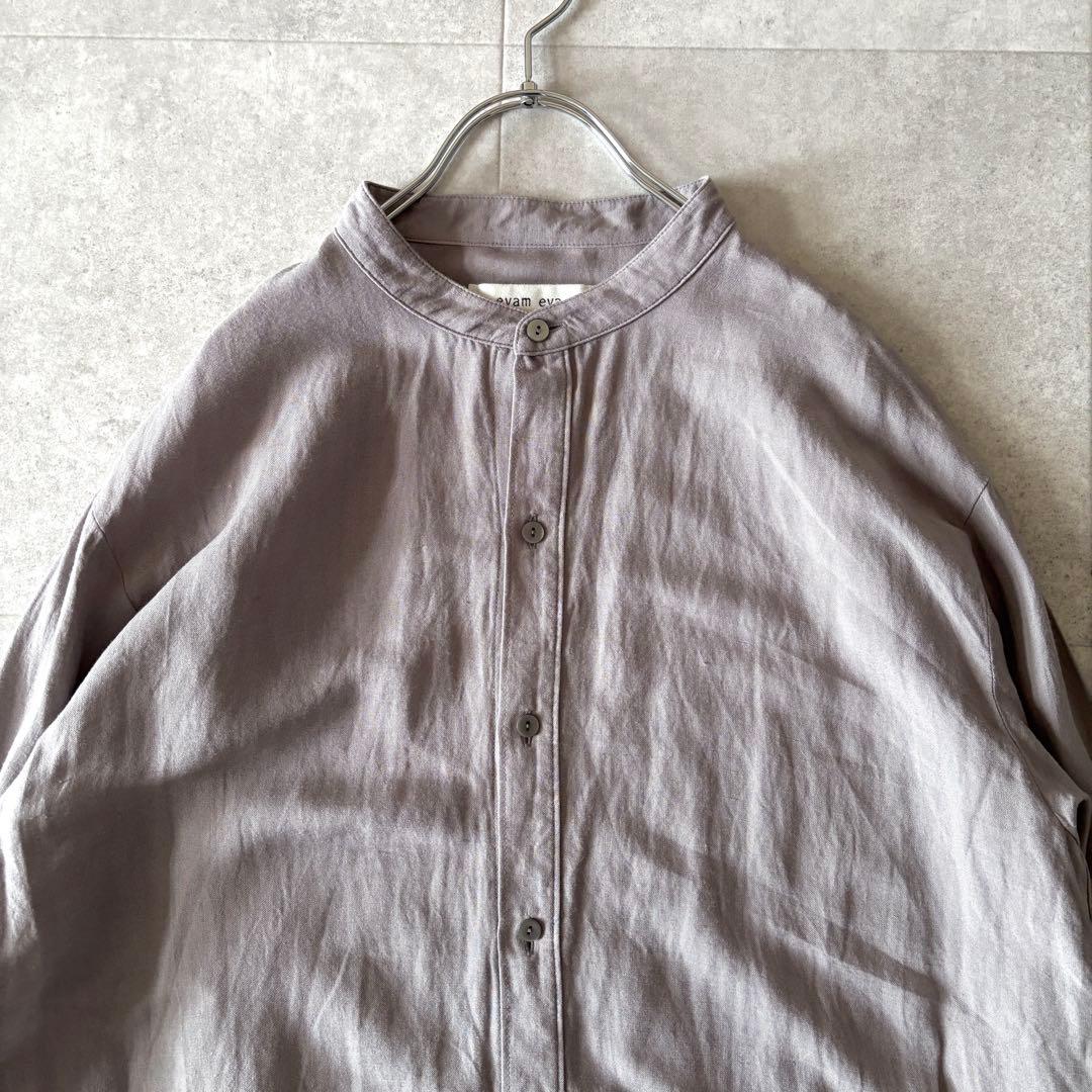 極美品✨️エヴァムエヴァ リネン スタンドーカラーシャツ フリー グレージュ