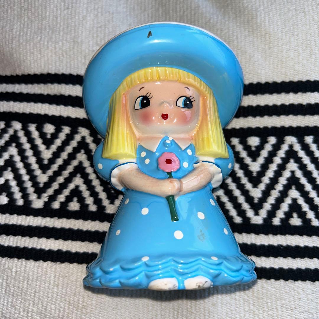 内藤ルネデザイン　青いドレスの少女 貯金箱