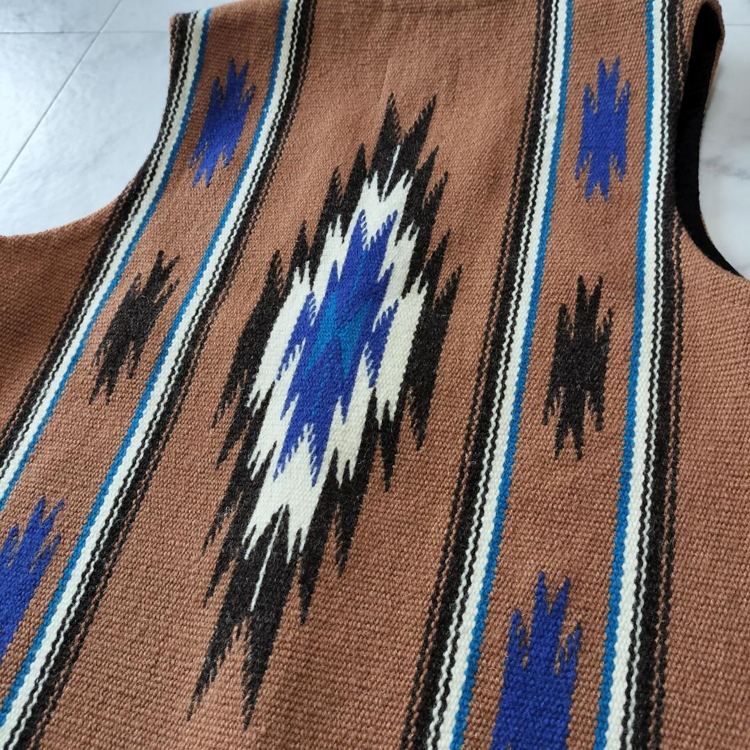 希少レア柄 センチネラ 40 ポインテッドチマヨベスト 裏地付き ブラウン L