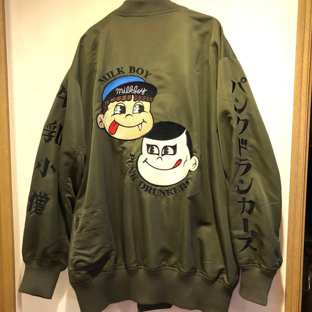 パンクドランカーズ✖️ミルクボーイコラボアイテム　MBPD スカジャン オリーブ色