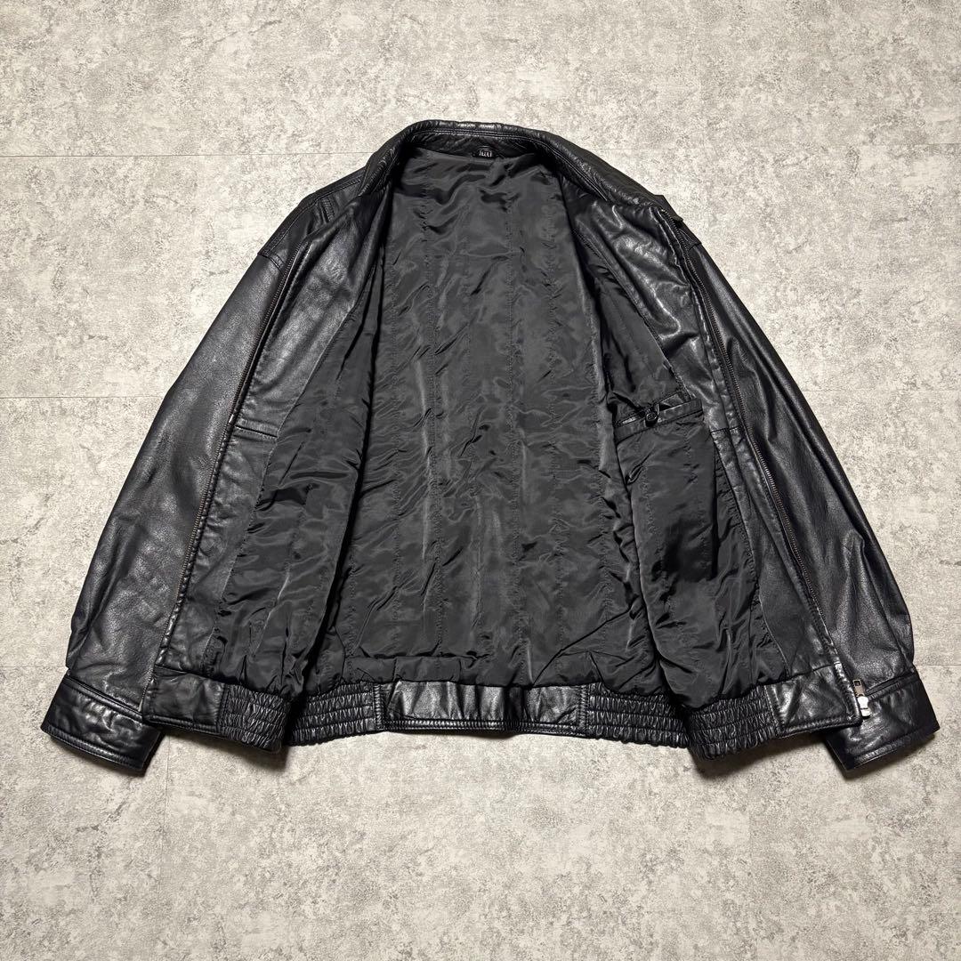 【vintage】レザージャケット　ブルゾン　3 L ゆったり　牛革　薄手　黒