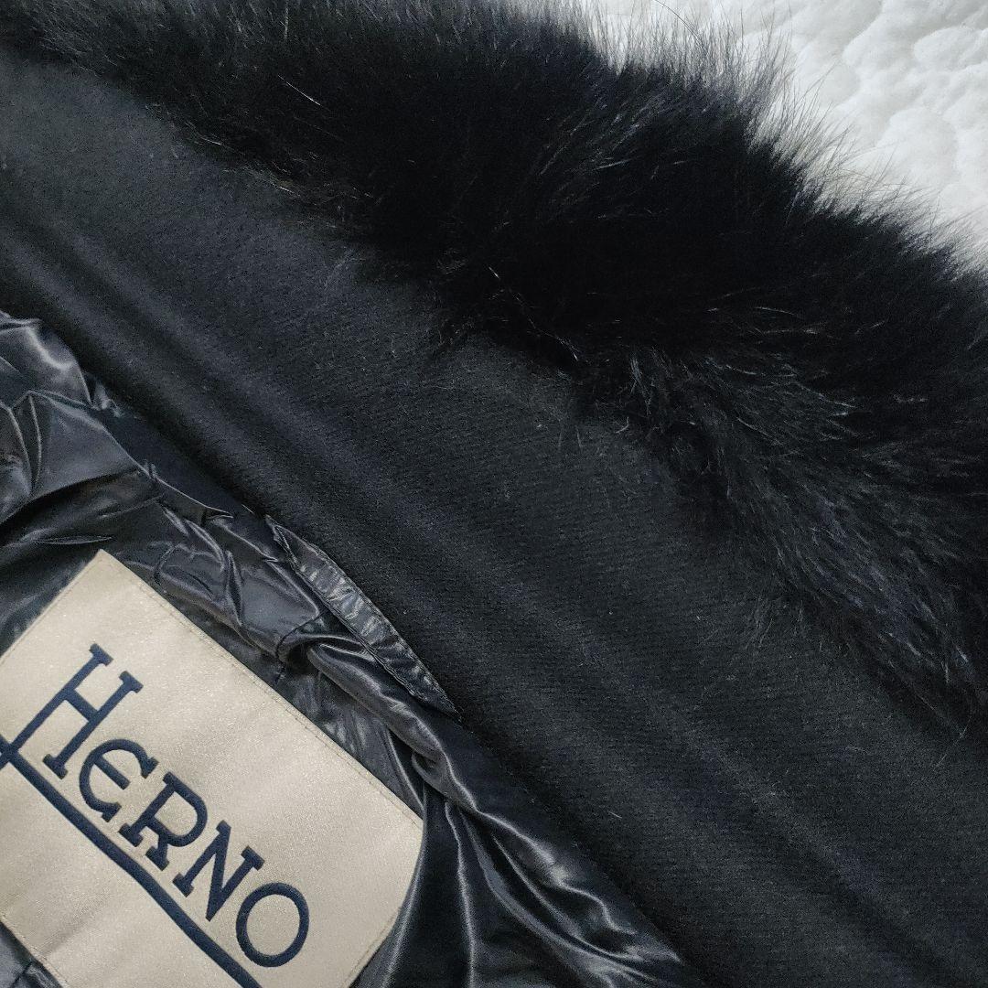 美品✨ヘルノ×ロロピアーナ　カシミヤ96％　ファーダウンコート　黒　46
