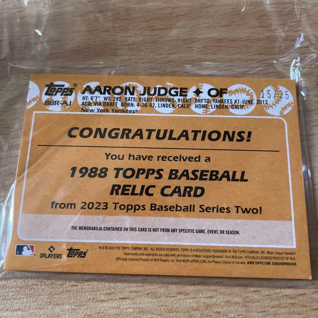 アーロン・ジャッジ　ユニフォーム入り　レリックカード　2023 TOPPS