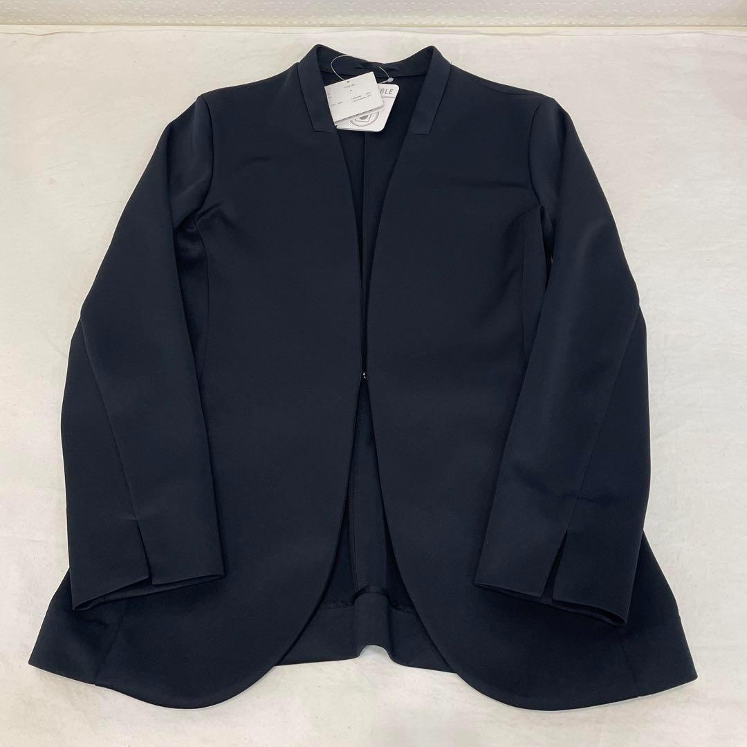 パンツスーツ スーツセレクト セットアップ ノーカラージャケット 新品 濃紺 S