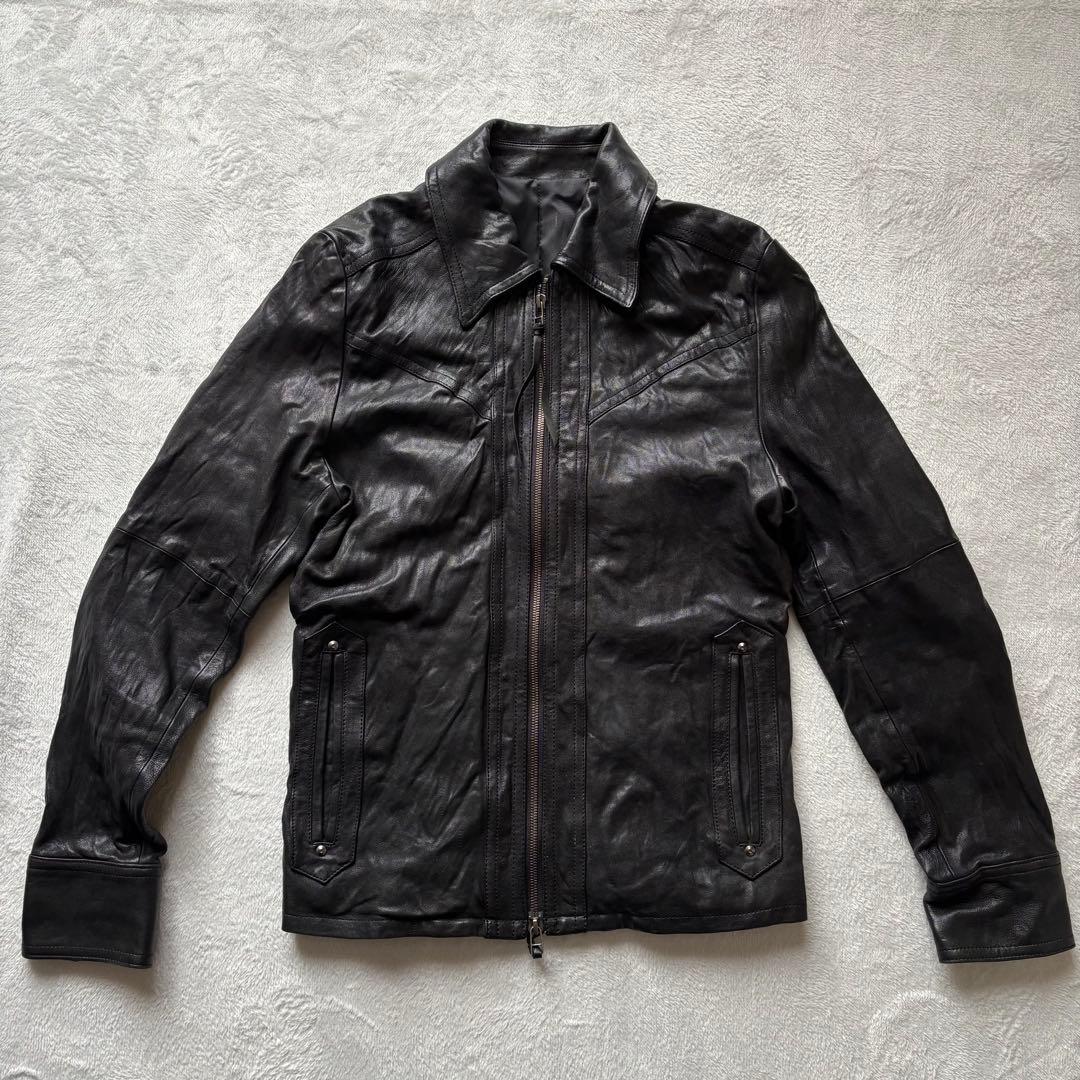 5351プールオム レザージャケット 羊革 黒 シングルライダース　2
