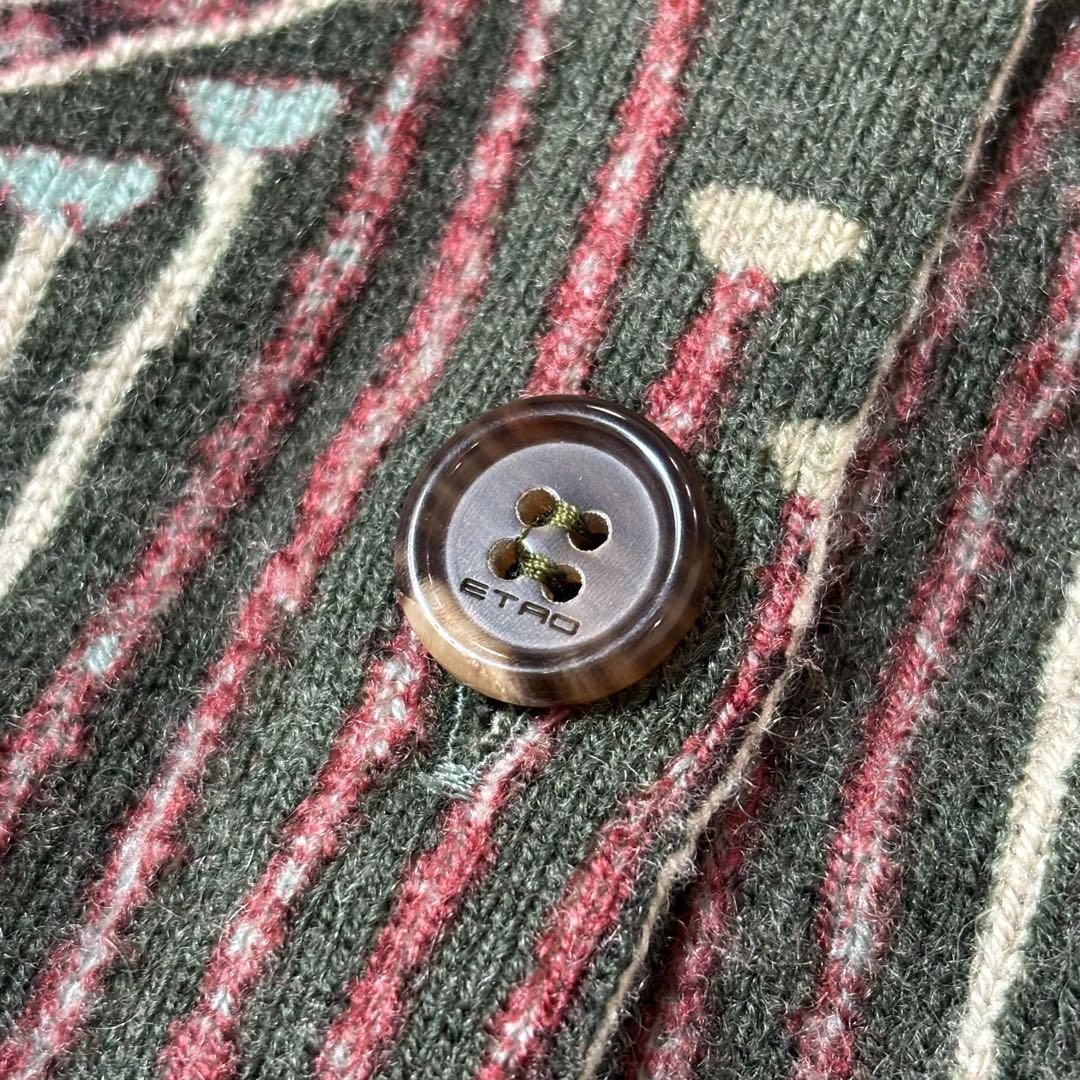 エトロ　ニットカーディガン　エスニック　ジャガード織り　ネイティブ柄　ボヘミアン