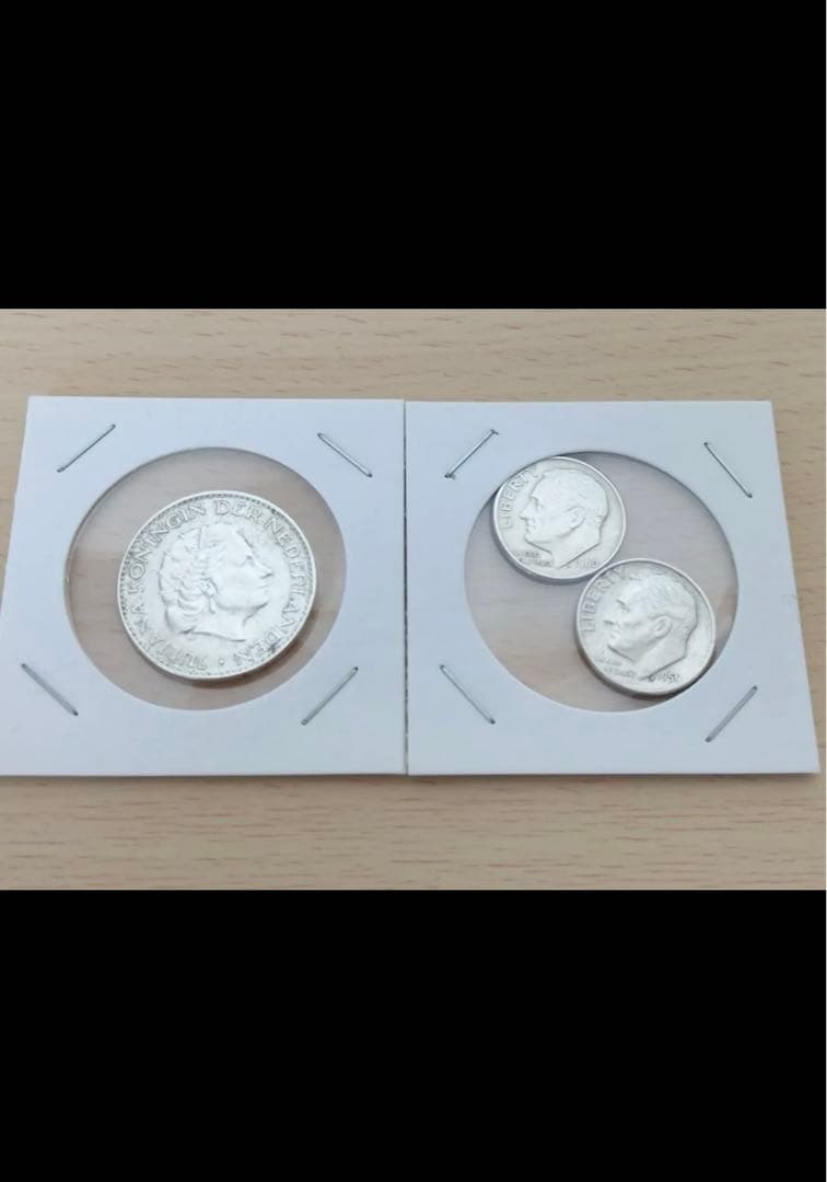 アメリカ銀貨4枚と聖ジョージと竜退治クラウン銀貨を含む銀貨9枚