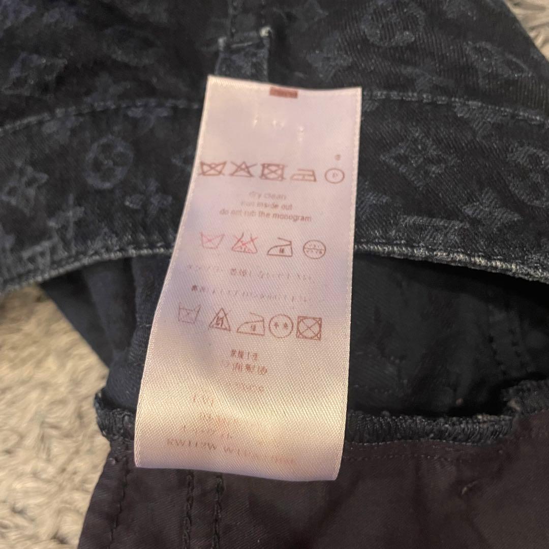 【美品】ルイヴィトン デニム パンツ モノグラム 金ボタン インディゴ 総柄