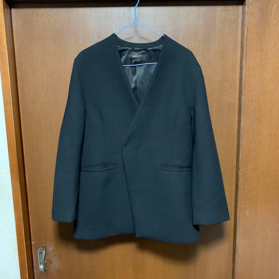 ★極美品 スタニングルアー ボンディングカラーレスジャケット ブラック 黒★