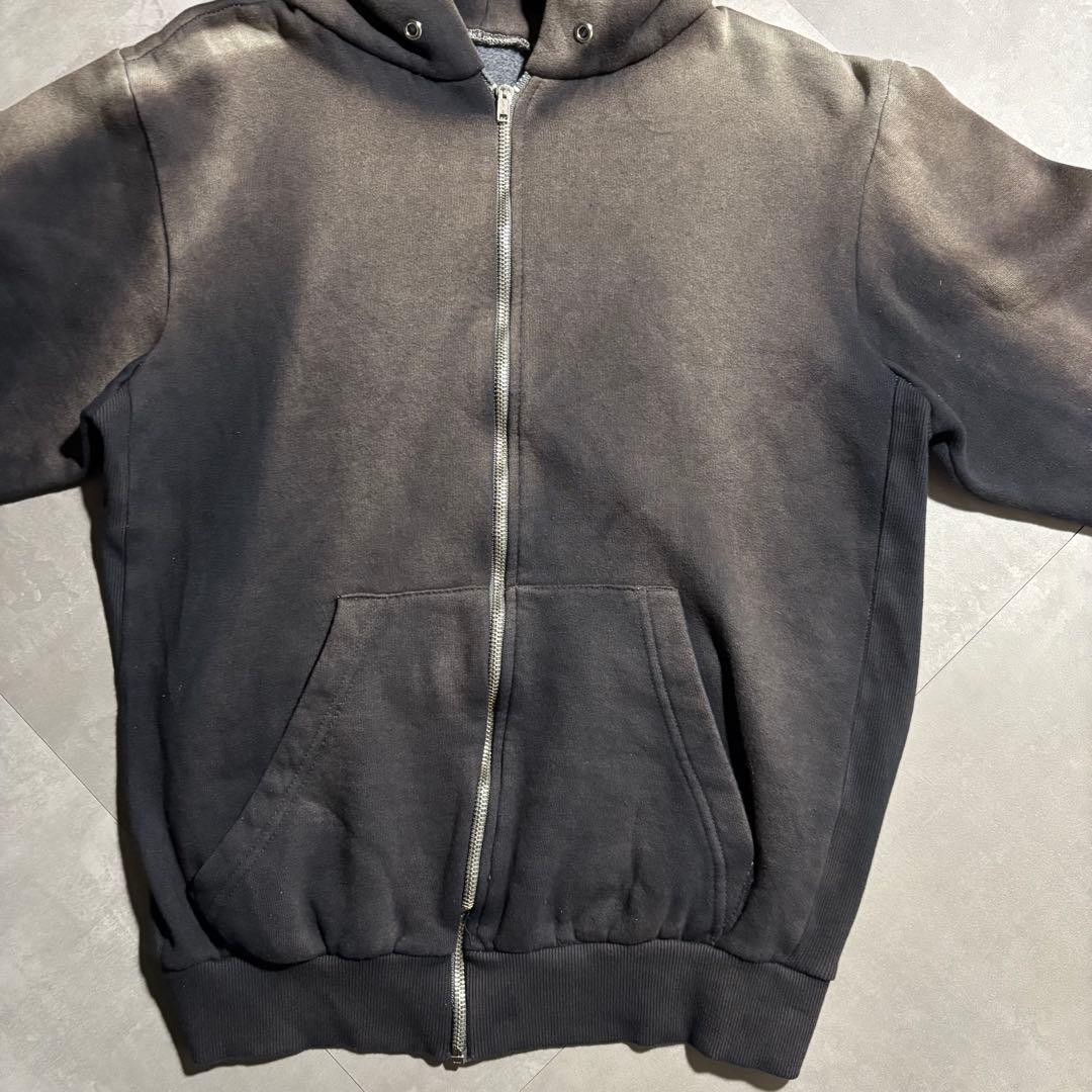 70s - unknown パーカー　フルジップ　サンフェード　黒　ブラック